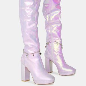 Lilac Fairy Star Thigh High Boots